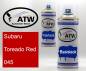 Preview: Subaru, Toreado Red, 045: 400ml Sprühdose + 400ml Klarlack - Set, von ATW Autoteile West.